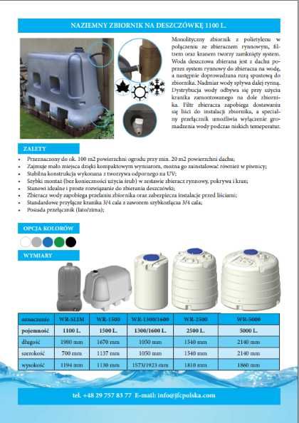 zbiornik na deszczówkę 2500 l Naziemny JFC Polska