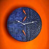Zegar ścienny, ozdobny 30 cm drewniany, ceramiczny "Fale"