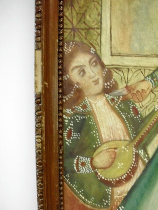linda antiga pintura Oriental em óleo sobre Tela - assinada
