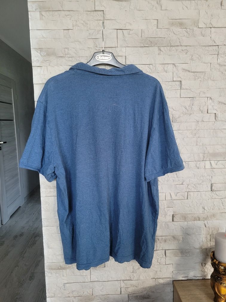 Granatowa bluzka t-shirt polo męska z kołnierzykiem H&M bawełna XXl