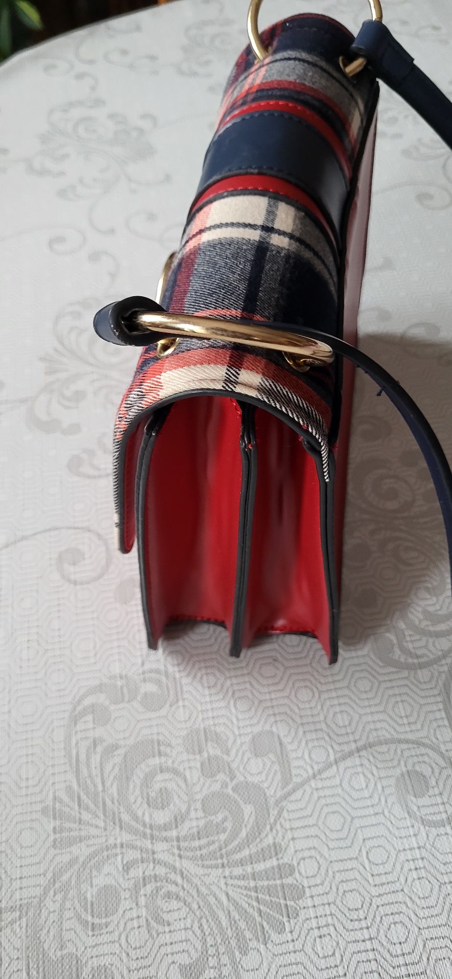 Torebka MENBUR czerwono granatowa w kratę