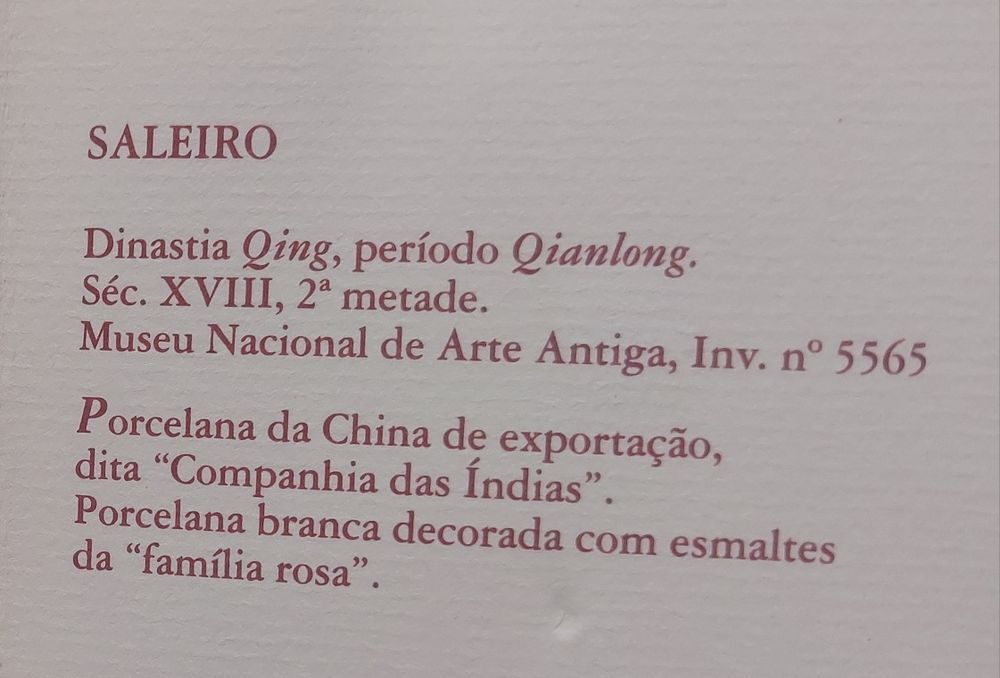 Saleiro "família rosa", Museu Nacional de Arte Antiga, NOVO