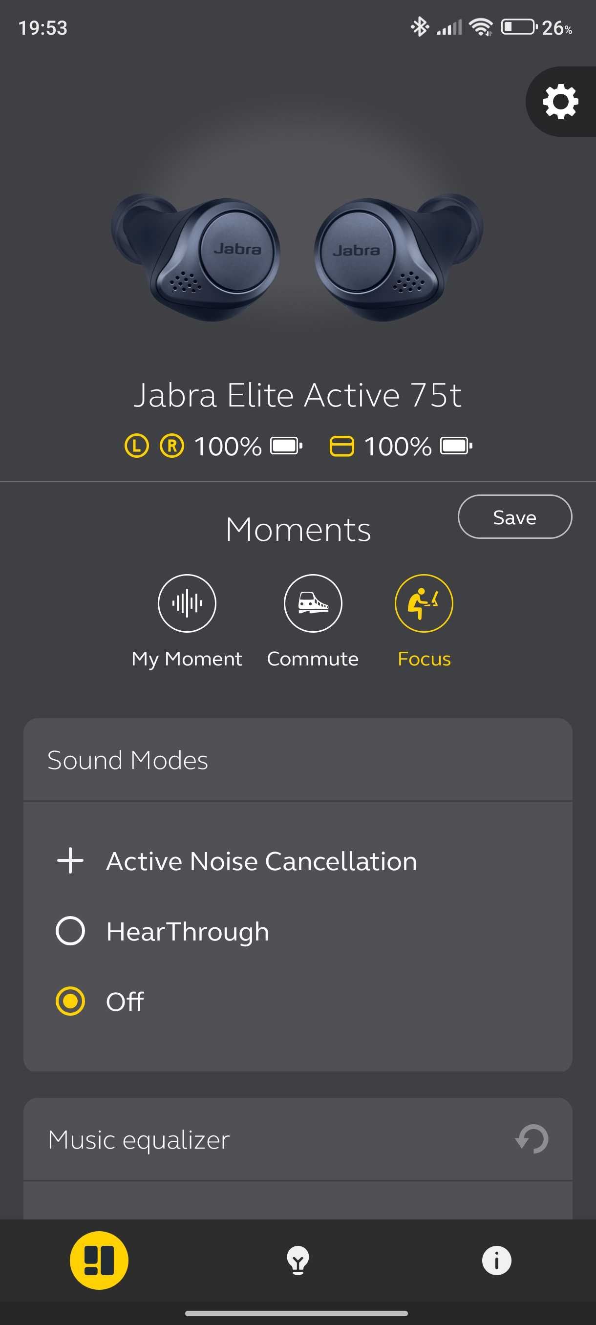 Słuchawki bezprzewodowe TWS Jabra Elite Active 75t z ANC