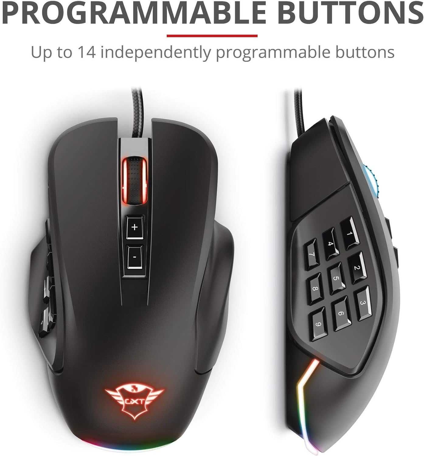 Myszka przewodowa dla graczy Trust GXT 970 Morfix RGB wymienne boki
