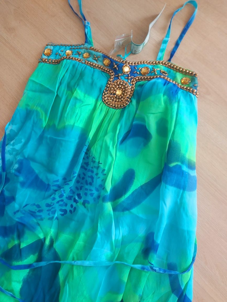 Vestido verão azul e verde