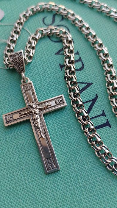 Чоловічий срібний ланцюг бісмарк  50-55-60-65 см 5 мм ширина