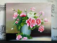 Картина олійними фарбами (маслом) Троянди 50х60см