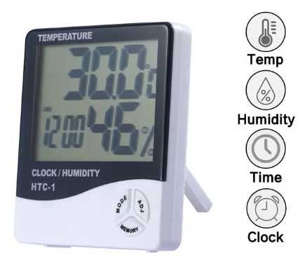 Medidor temperatura humidade casa interior exterior relogio LCD NOVO