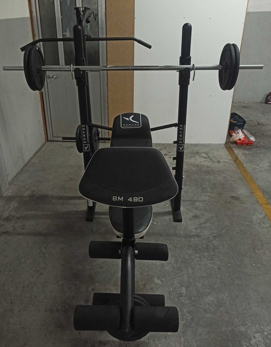 Banco de musculação DOMYOS BM490 + banco inclinado de oferta