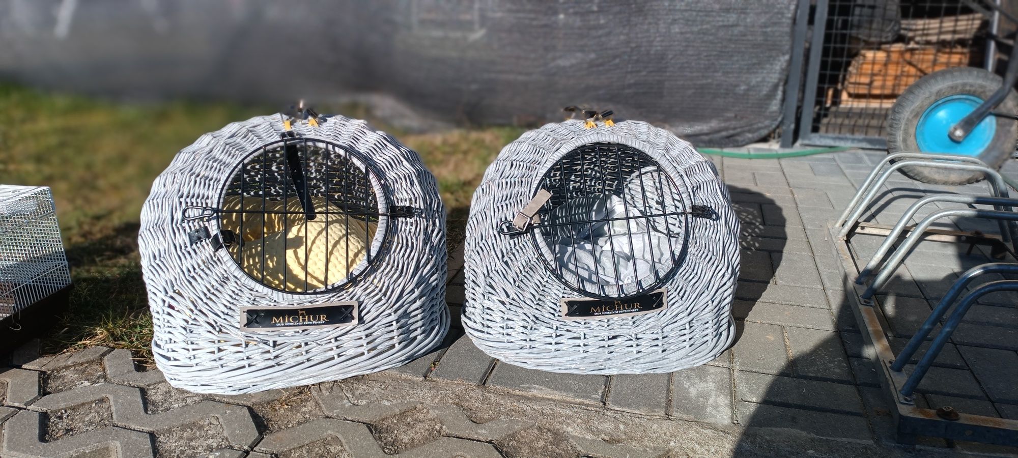 Transporter dla Kota Psa Domek Łóżko Legowisko Kosz Wiklinowy z Podusz