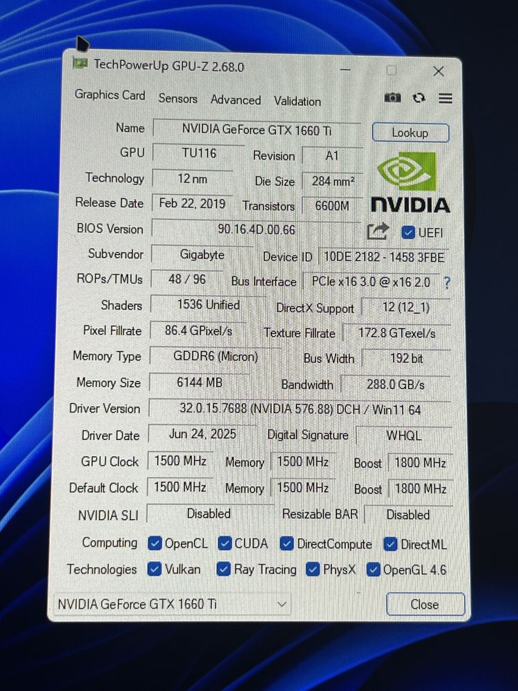 Nvidia gtx 1660ti GIGABYTE