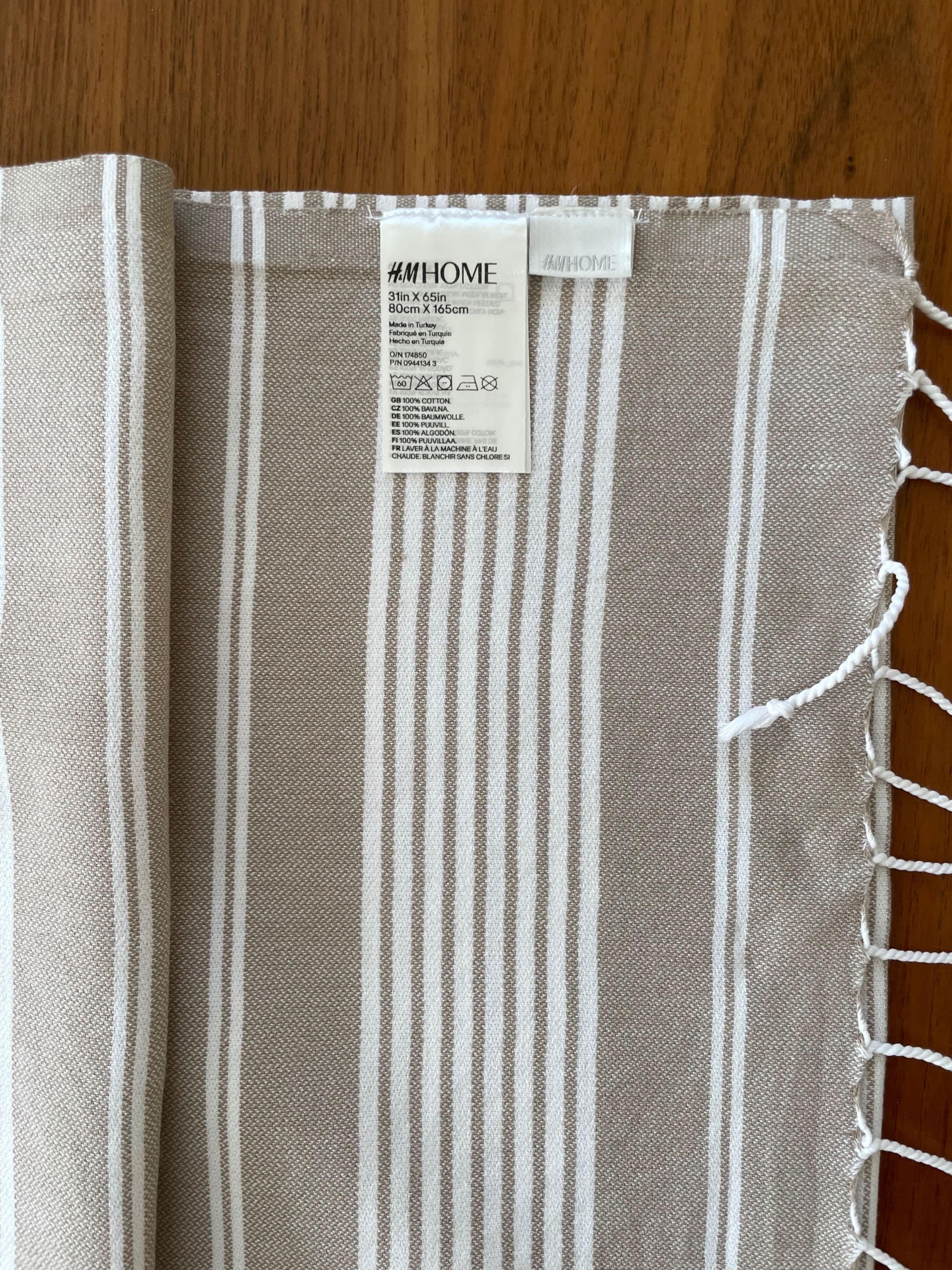 H&M Home Fouta Ręcznik plażowy Obrus bawełna 80x165cm beżowy