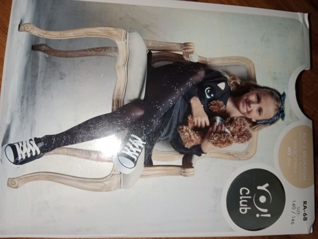 Rajstopy na Halloween czarne z kotem