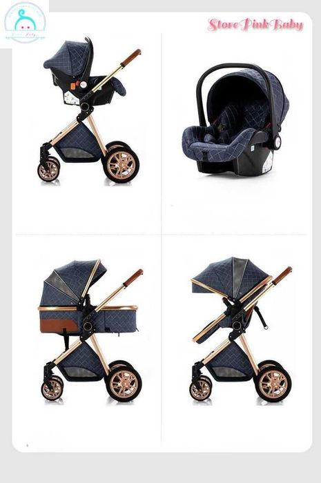 Carrinho de bebé 3 em 1 PinkBaby - LUXUS MAGIC