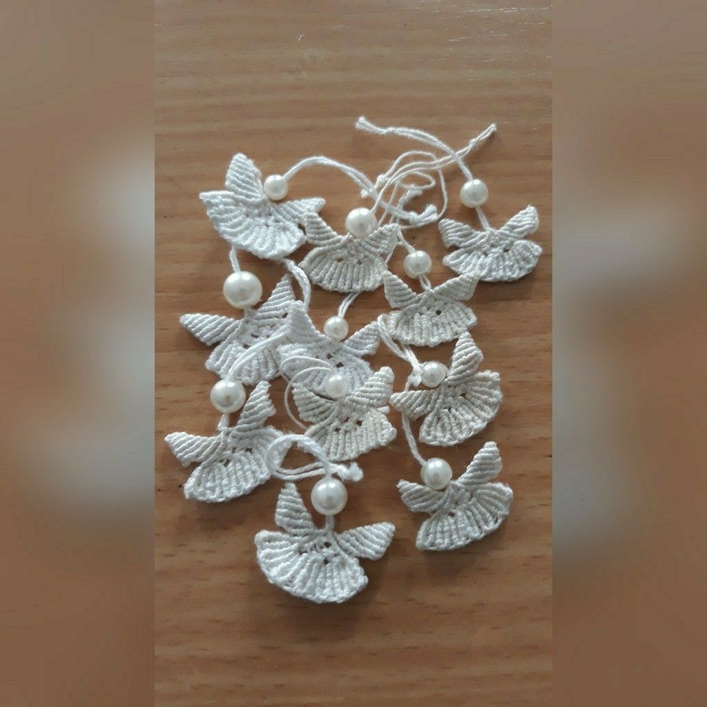 Aniołki z makramy komplet 10 szt