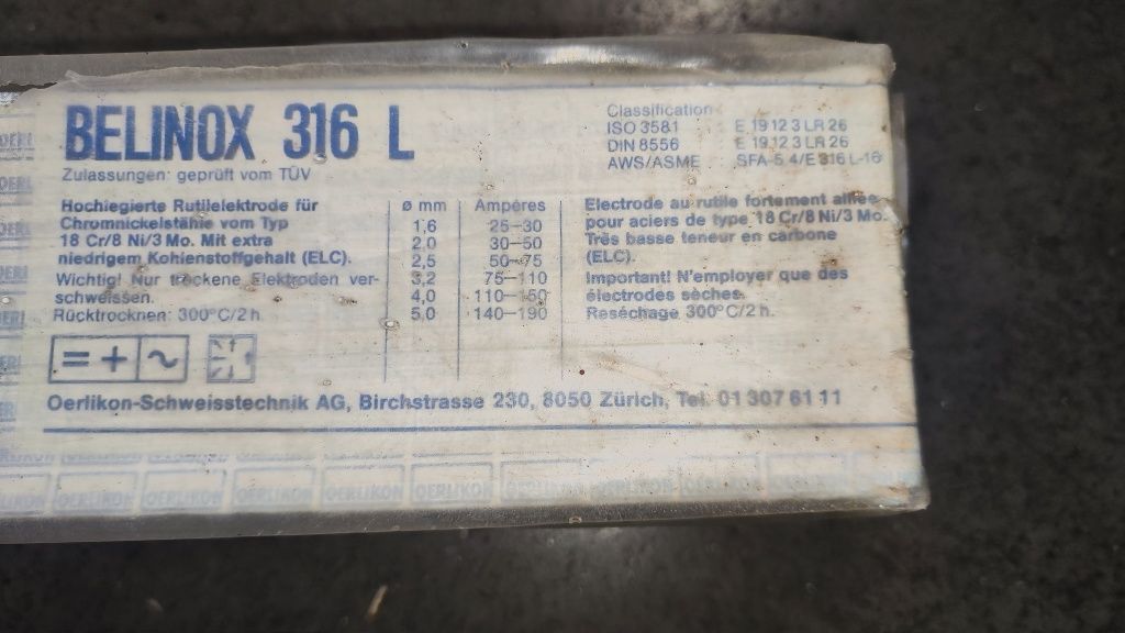 Elétrodos inox 316l