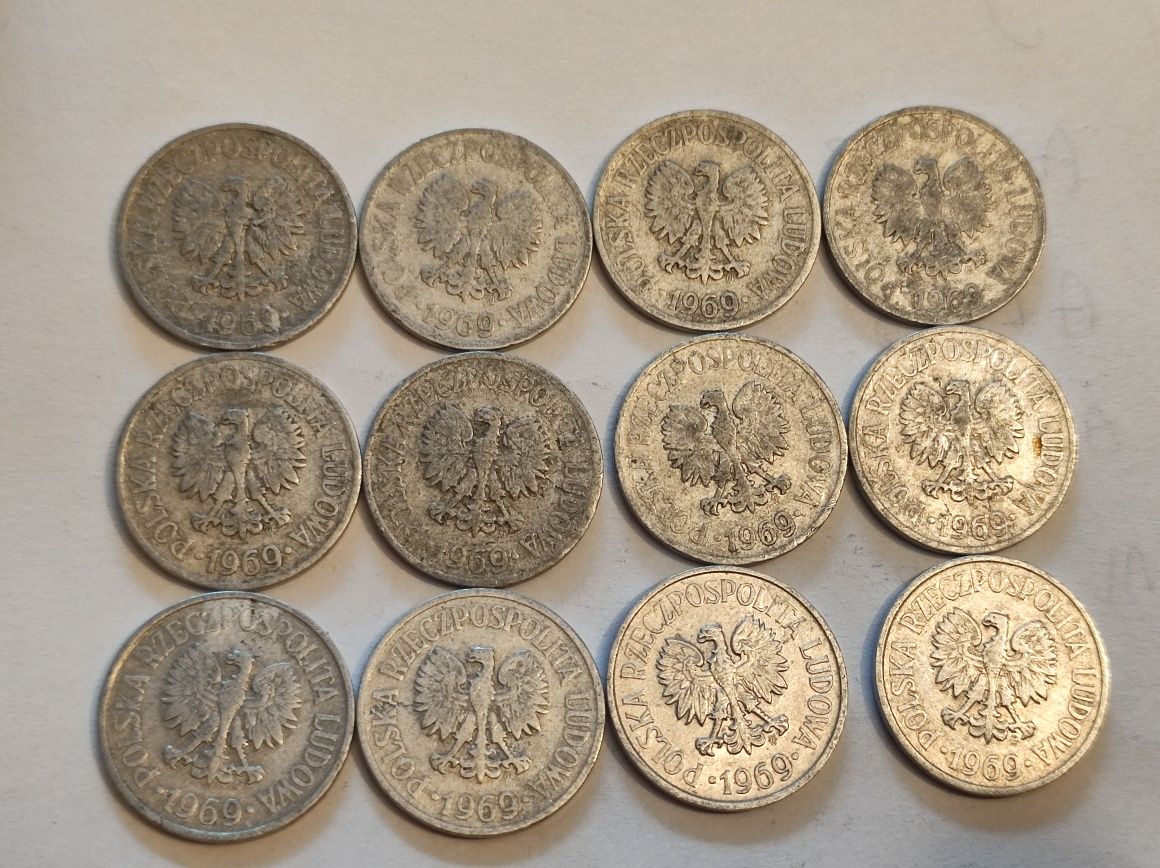 Zestaw dwunastu monet 20gr 1969 rok stan II/III