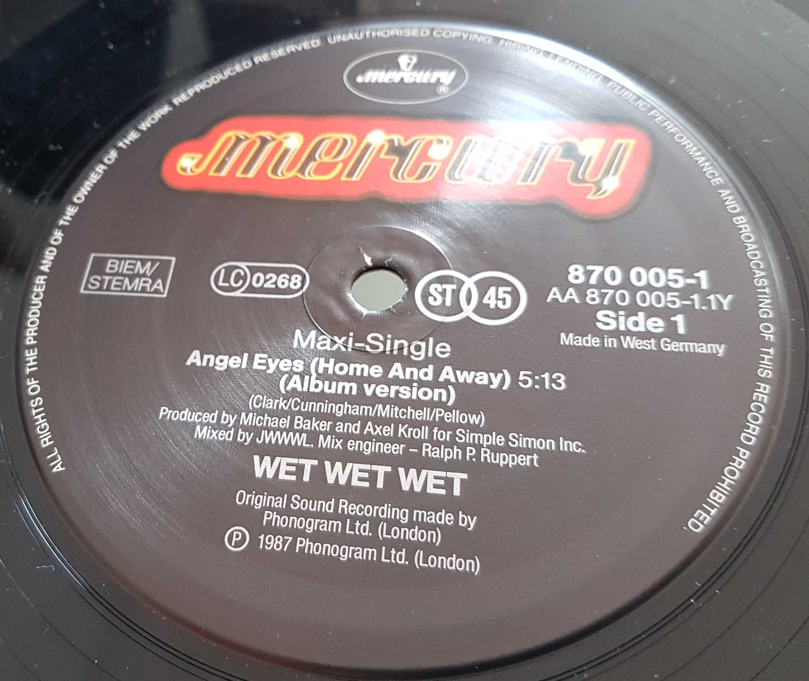 Winyl Wet Wet Wet Angel Eyes (Home and a way) Maxi Single