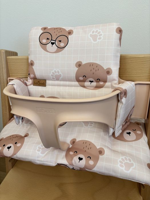 Wodoodporne poduszki do Stokke Tripp Trapp 2w1 morelowe misie