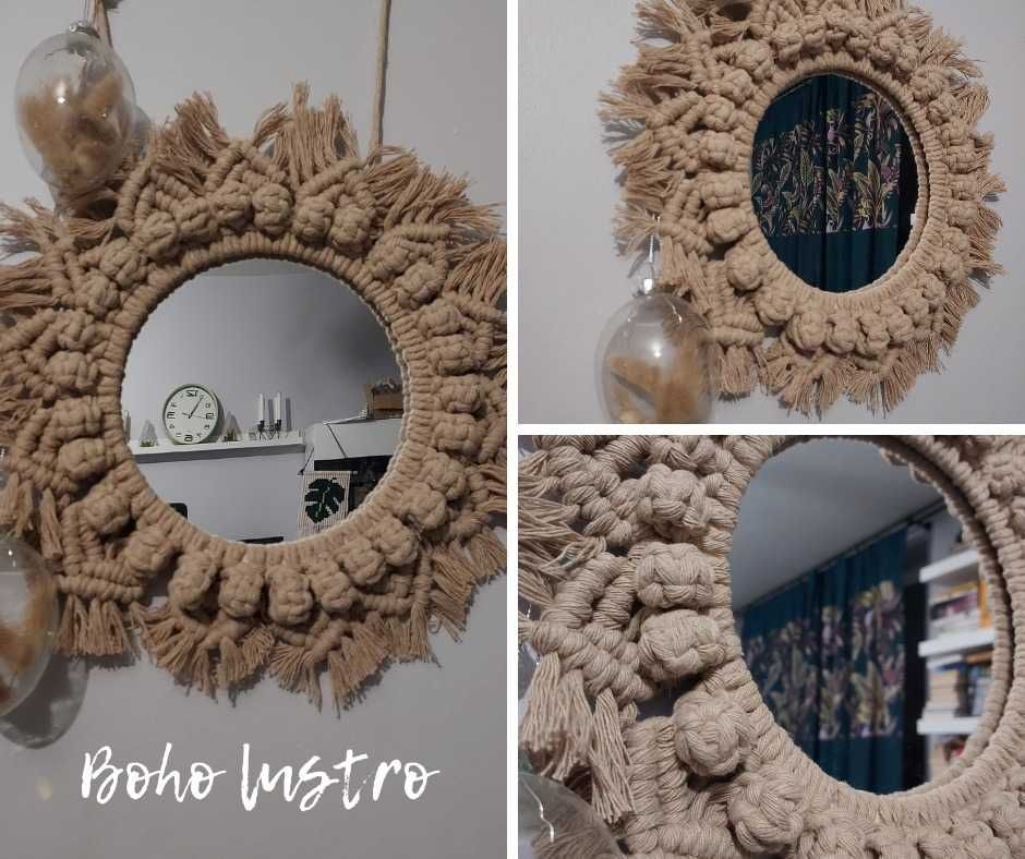 Lustro boho makrama, łapacz snów