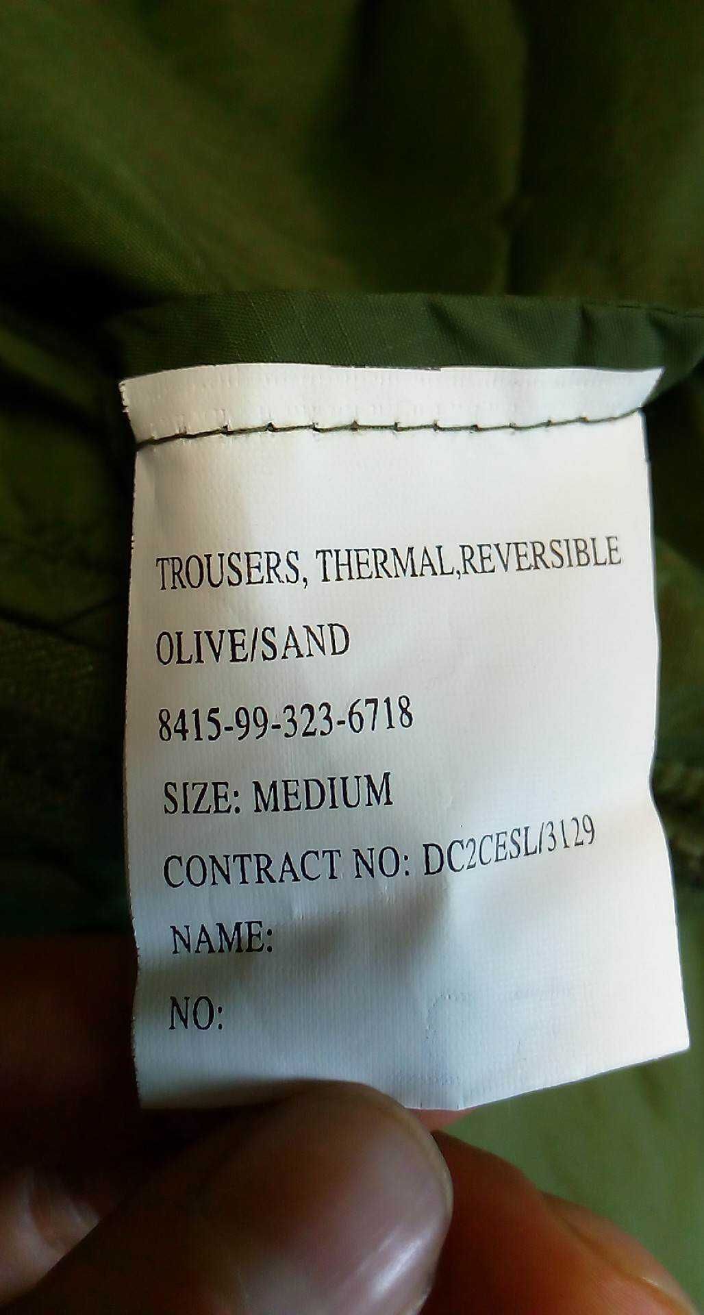 Spodnie Wojskowe Brytyjskie Thermal PCS Olive/Sand r.XL-2XL pas102-118