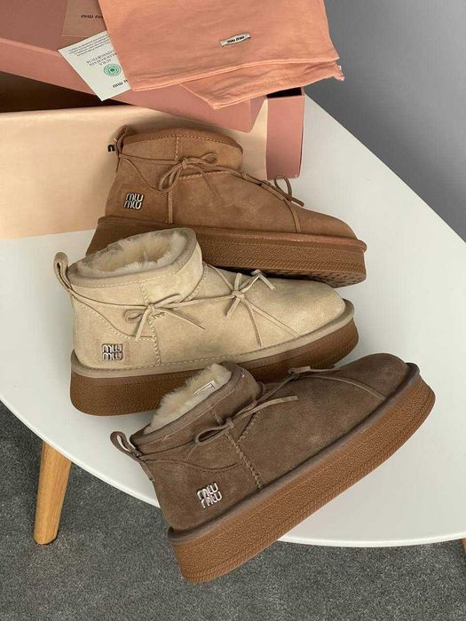 Женские зимние ботинки Miu Miu Winter Boot Мех зимові черевики Міу Міу