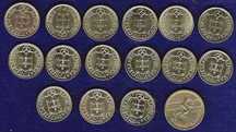 lote moedas 5$00 LN 1986 a 2000 de Portugal portes grátis