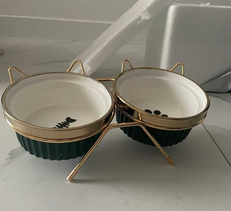 Miski miska dla psa na karmę i wodę dla kota złote  glamour eleganckie