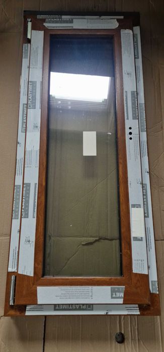 Okno 3 szybowe nowe 50 x120 kolor złoty dąb + parapet