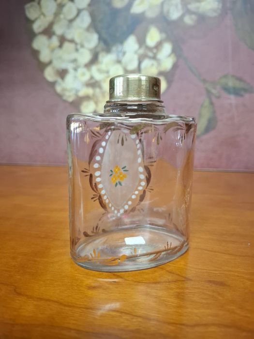 Frasco Vintage em Vidro pintado à Mão. Decorativo/Perfume/Essências.