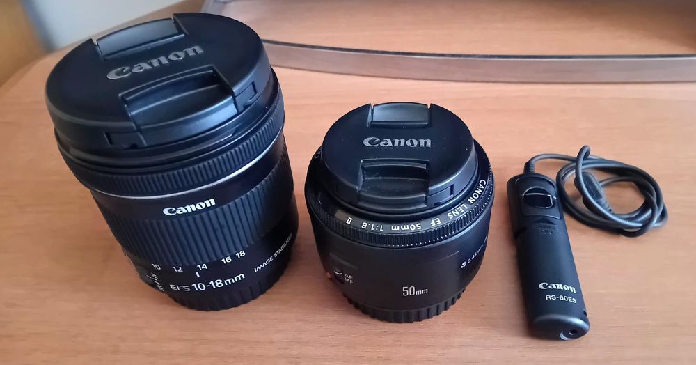 Lentes Canon 10-18 e de 50 mm + cabo disparador Canon