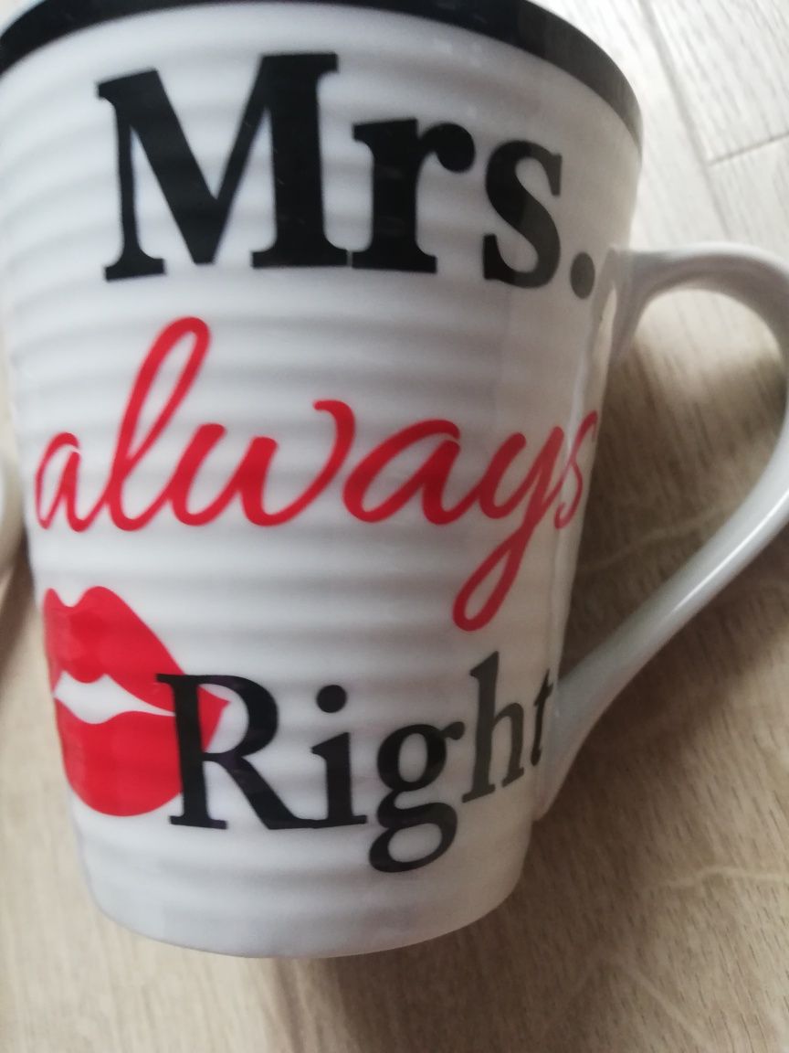 Kubki mr. right mrs. always right prezent walentynki dla pary