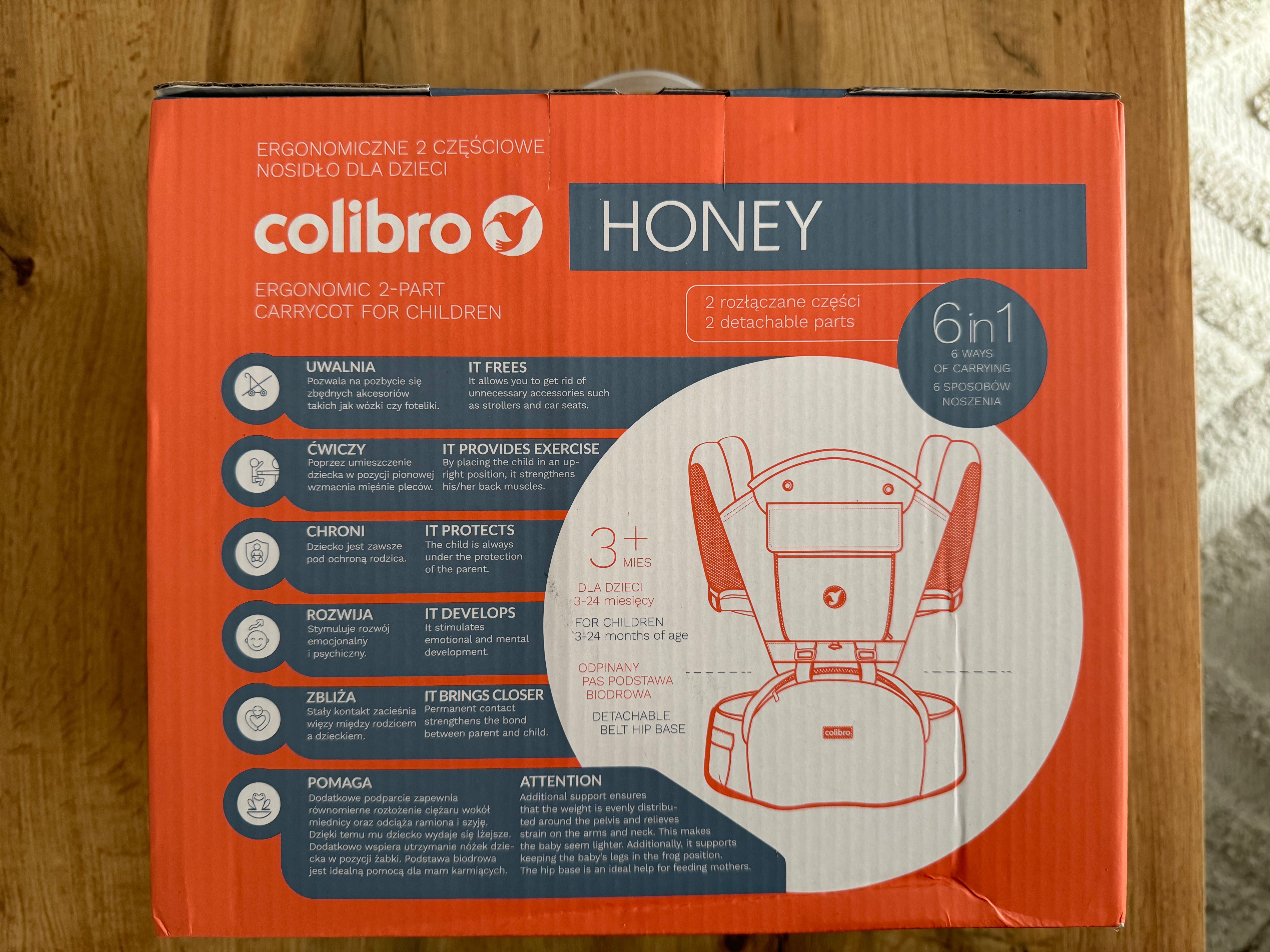 Nowe nosidełko ergonomiczne dla dziecka Colibro HONEY, 12w1, 18 kg