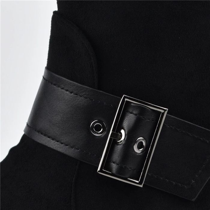 Wysokogatunkowe Buty Botki Damskie Rozm. 37 Klamra Zamsz Skóra Natural