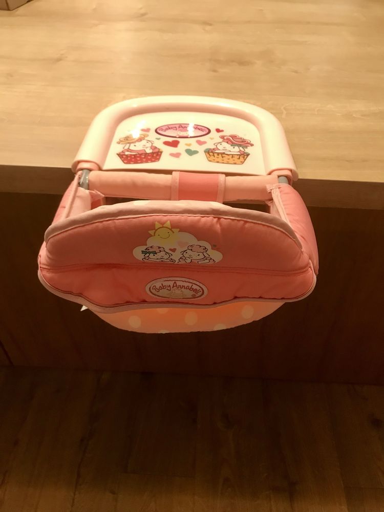 Lalka zapf baby anabelle z fotelikiem do karmienia i łóżeczkiem