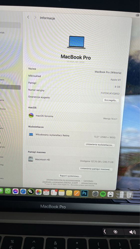 MacBook Pro 2020 M1 13,3/8gb/256gb/MacOs