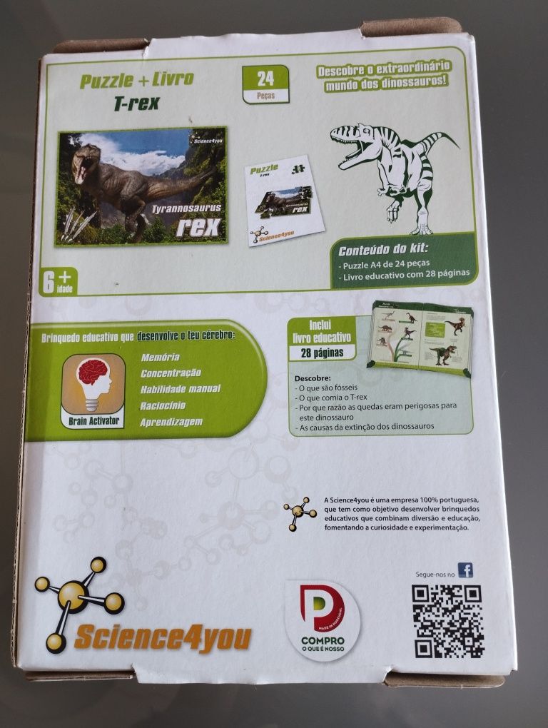 Puzzle T-Rex 24 peças + livro muito bom estado