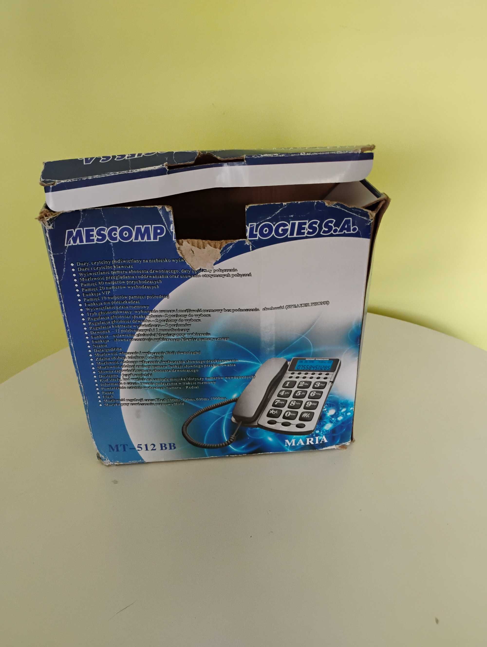 Telefon stacjonarny, idealny dla seniora MT-512 BB Maria