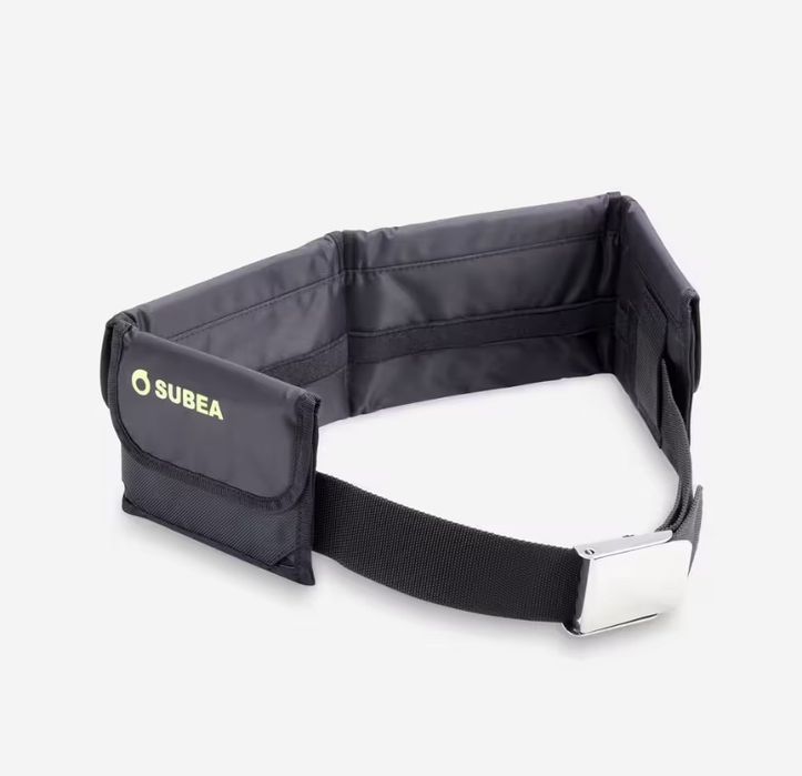 Cinto de mergulho com bolsos para lastros  e vários lastros maleaveis