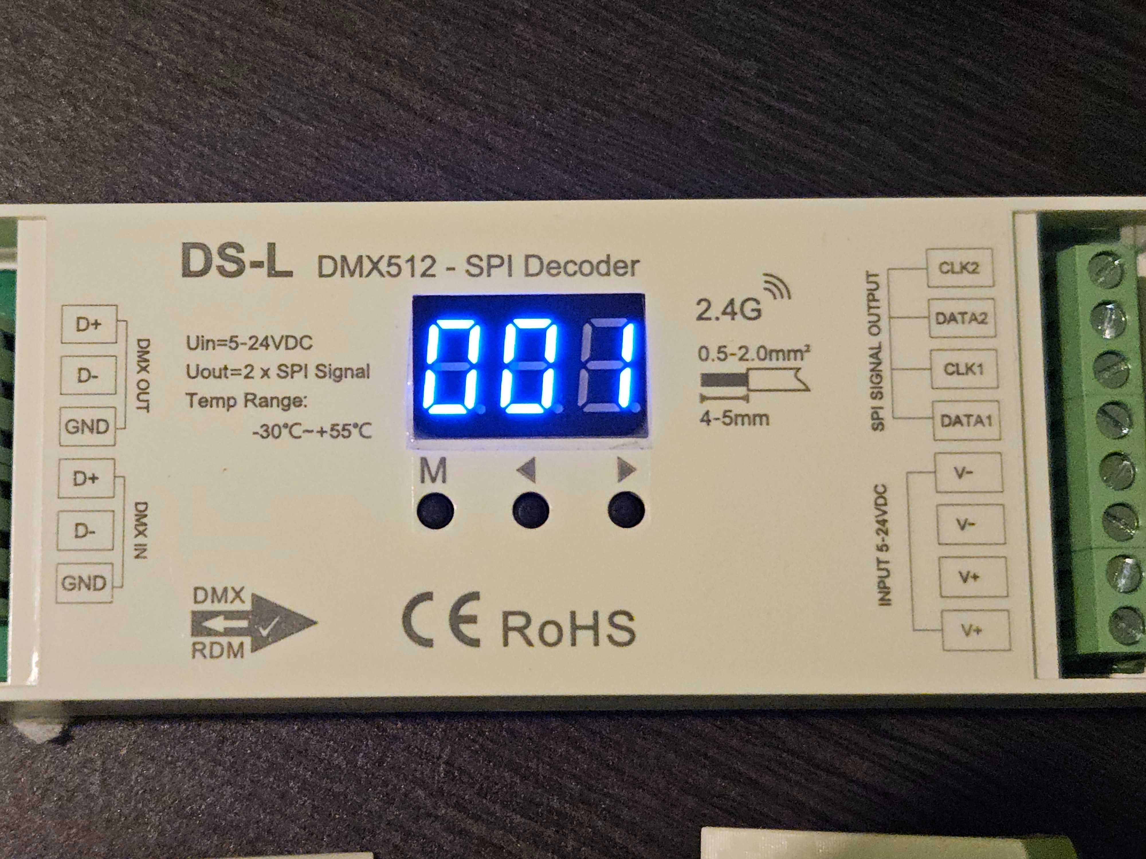 Dekoder SPI DMX512 RGB do taśm cyfrowych LED 5-24V DC DS-L 2.4GHz