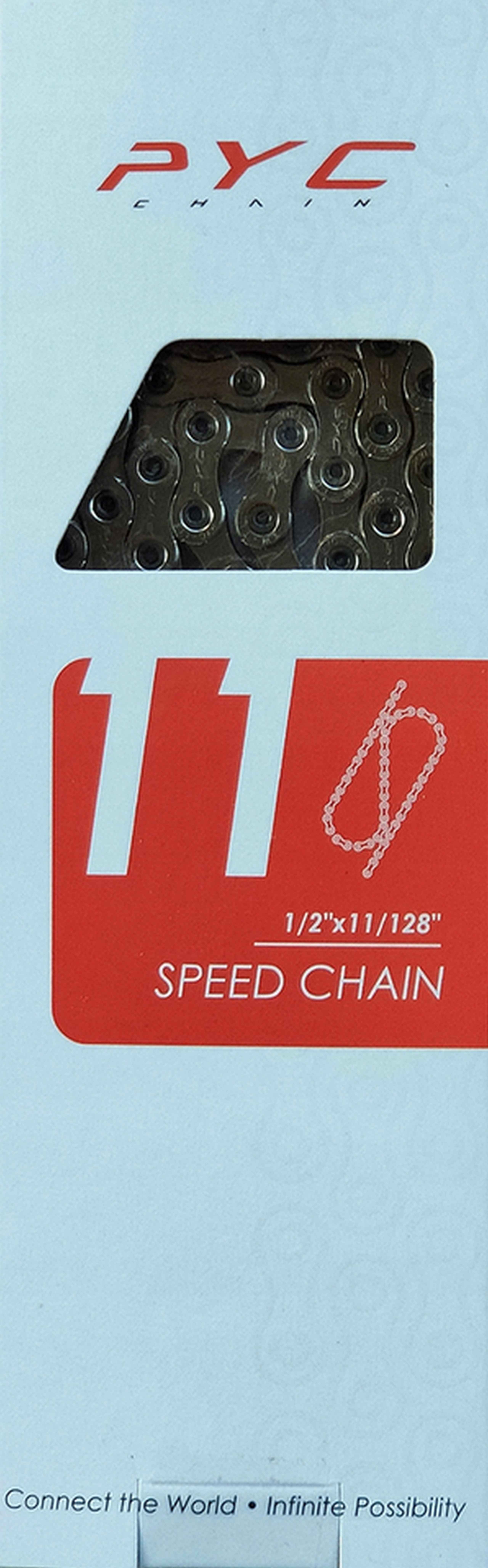 PYC P1101 Łańcuch Rowerowy 11 SPEED 116 ogniw  Puste Nity / 232g LEKKI
