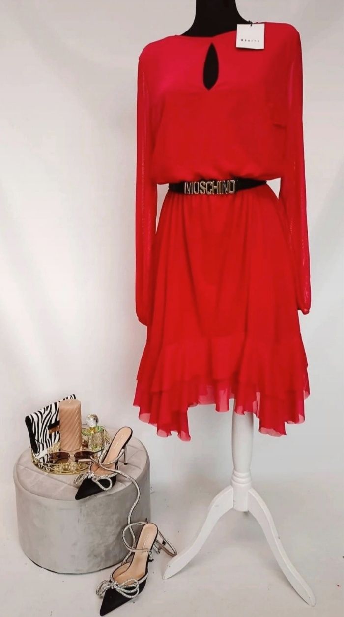 Sukienka czerwona z falbanami nowa mohito rozmiar 40