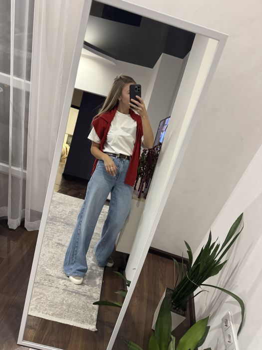 Джинси палаццо zara 34 блакитні брюки