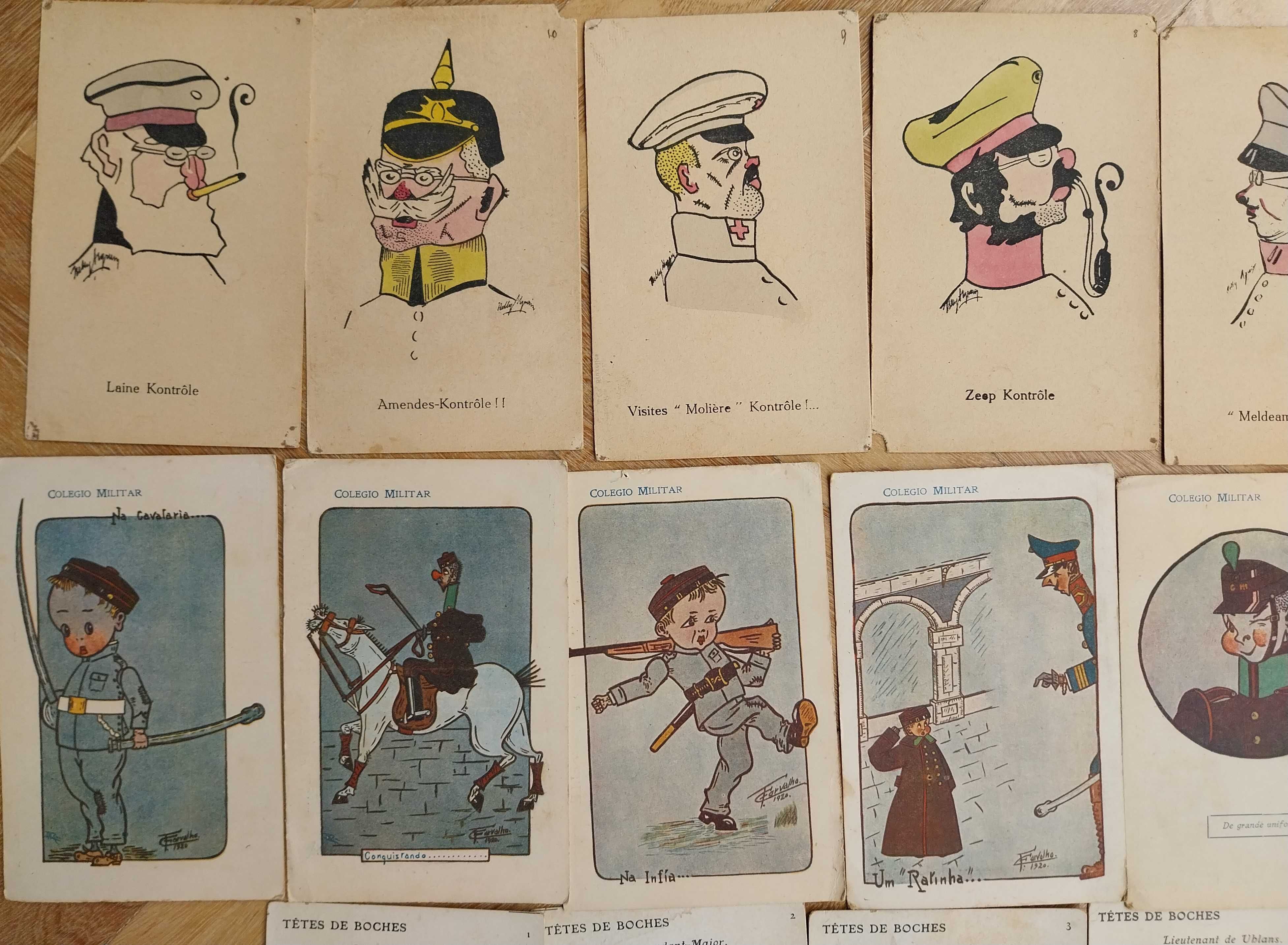 trinta postais de temática militar, com mais de cem anos