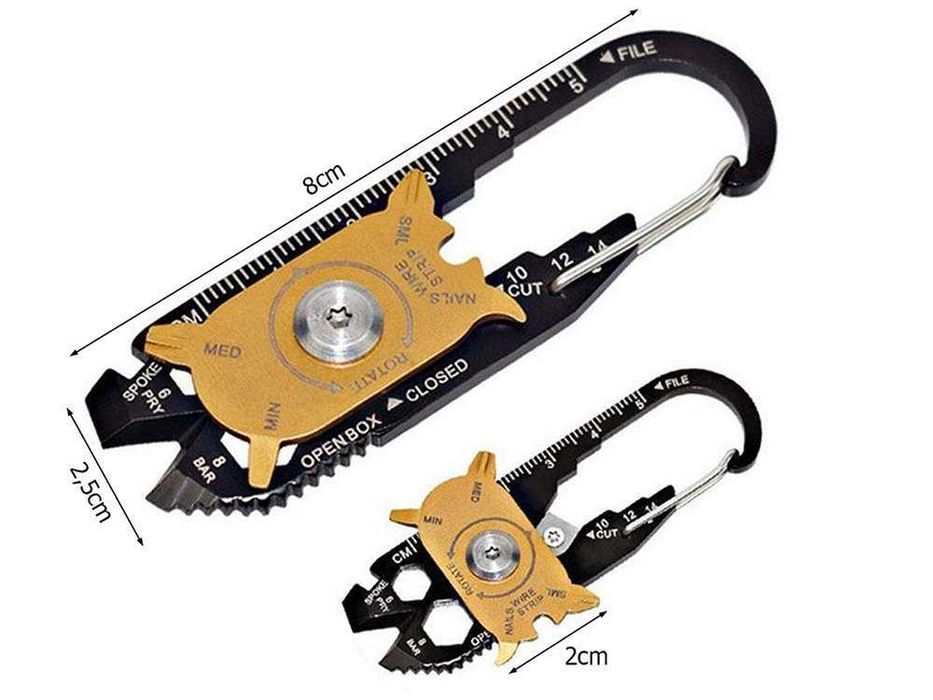 Brelok karabińczyk nóż multitool przeżycia 20w1