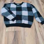 Sweter 134 140 H&M dziewczęcy w kratę czarny róźowy