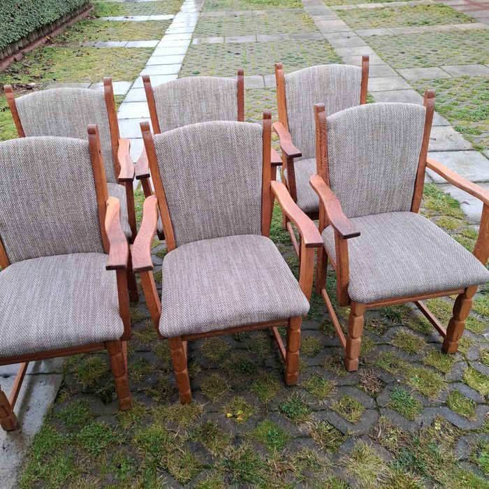 Stół dębowy 120 x 160 plus 6 krzeseł, zestaw