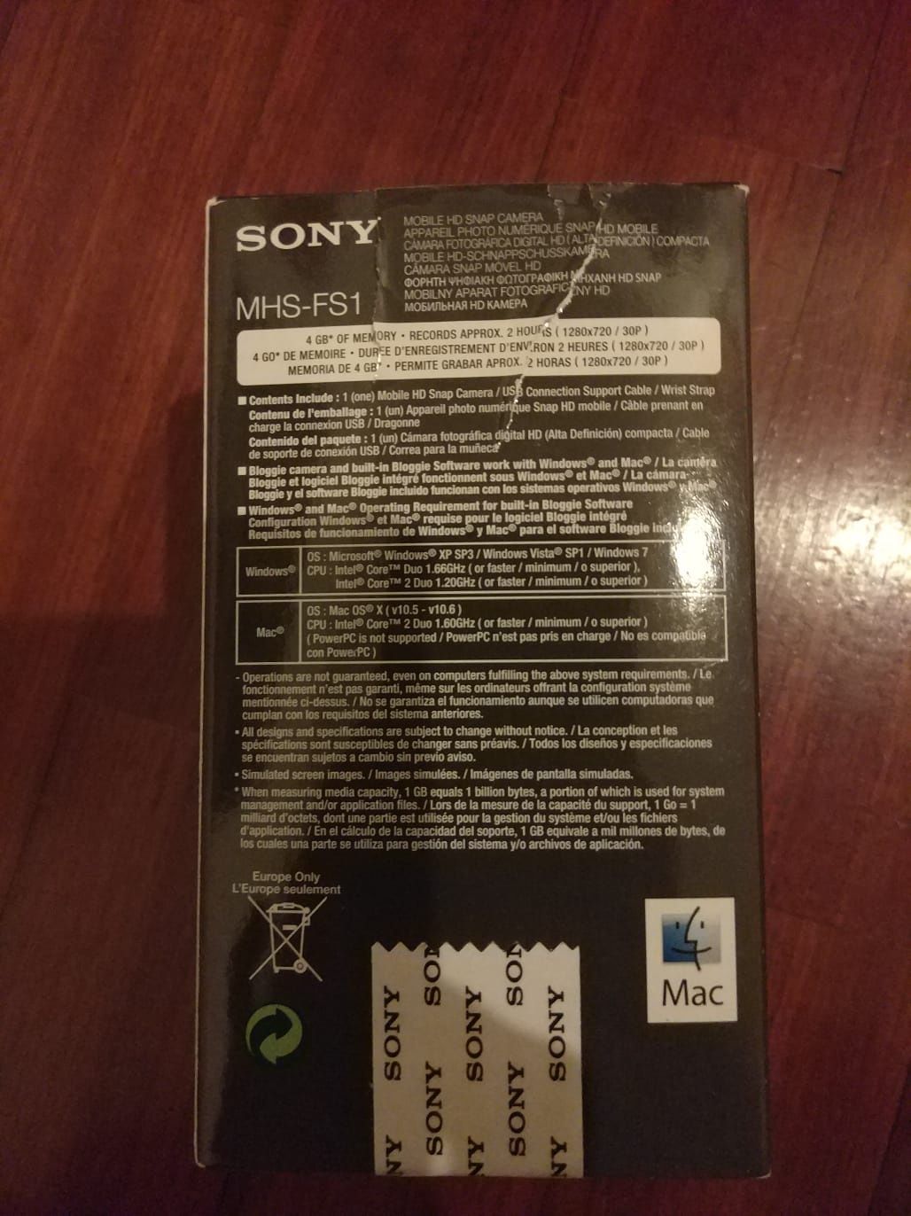 Câmara Sony Bloggie MHS-FS1, com 4 GB de memória