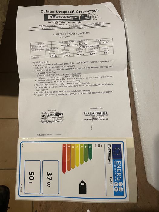 Zasobnik buforowy wiszący 50l Elektromet