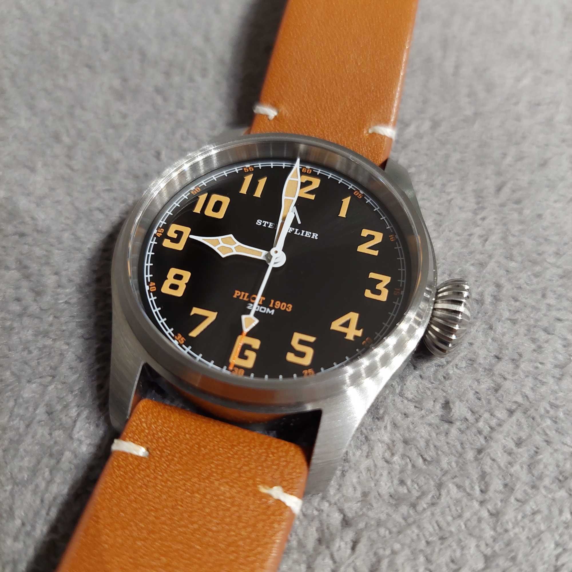 # zegarek Steelflier Pilot 1903, szafir, dwa paski, box - NOWY #